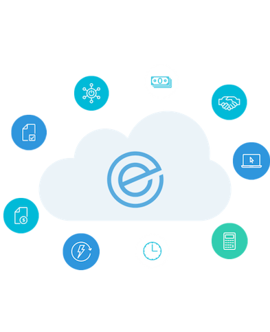 e cloud technology with icons 